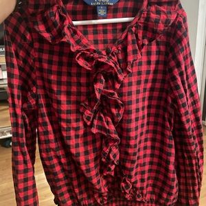 Plaid Girls Red & Black Polo Shirt/Blouse Size 7 (Brand New-worn once)